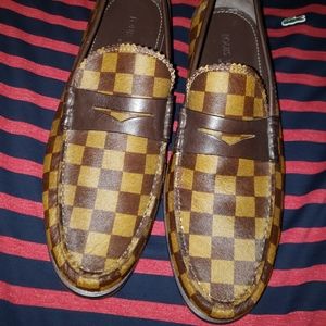 Mens Louis Vuitton Damier pony Hair Loafers Shoes